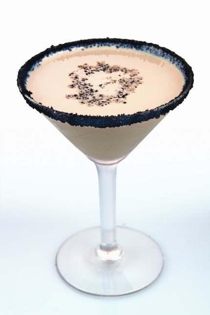 Picture of a Reindeer Tracks holiday cocktail martini glass